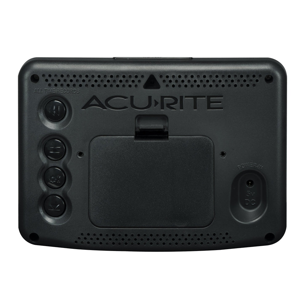 AcuRite scale comparison with hand showing compact size and easy installation