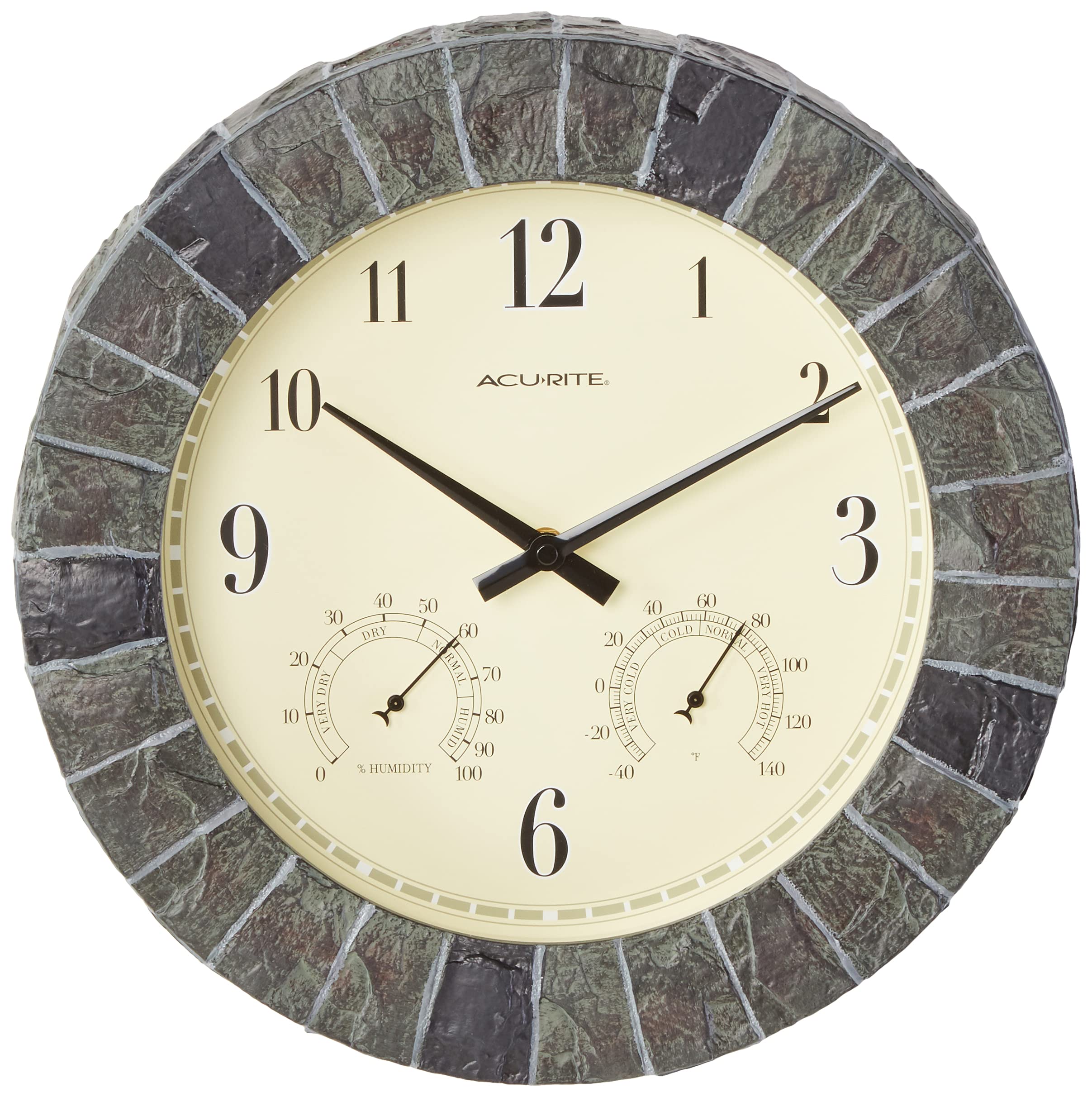 AcuRite close-up of thermometer and hygrometer dials for quick environment checks