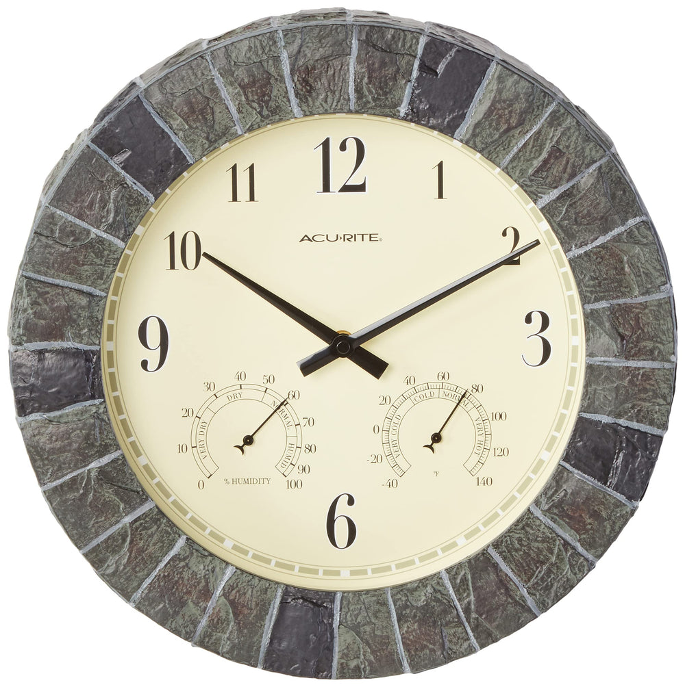 AcuRite close-up of thermometer and hygrometer dials for quick environment checks