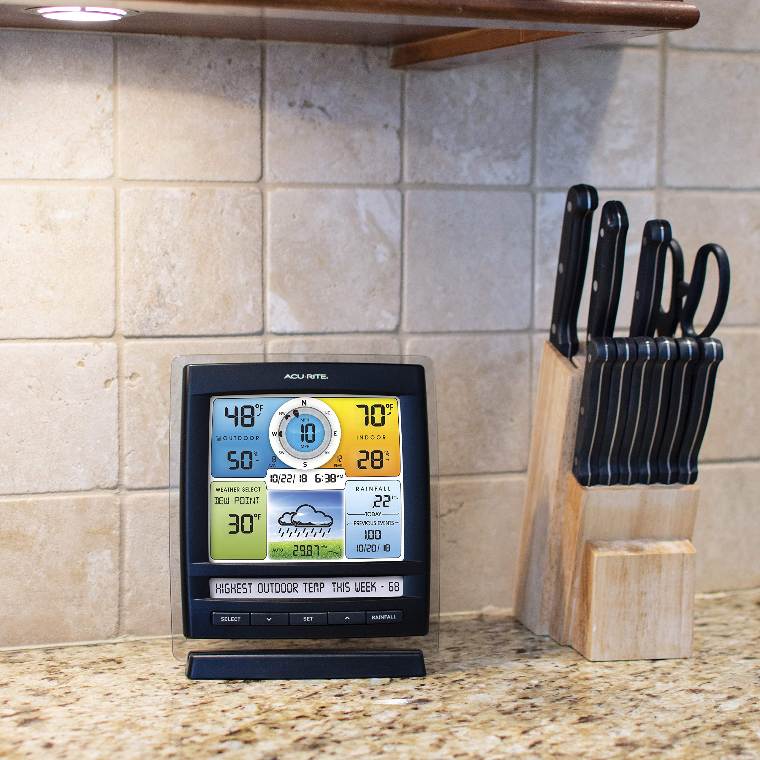 AcuRite wall-mounted display in hallway for convenient multi-room monitoring