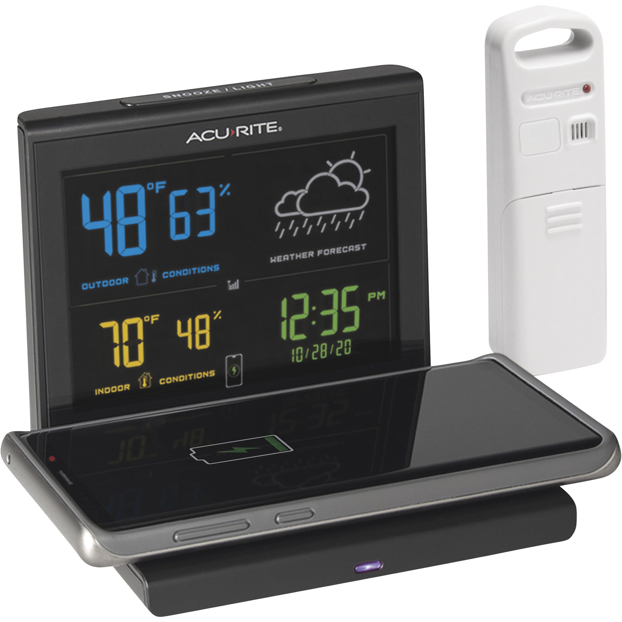 AcuRite wireless charging pad close-up demonstrating cable-free power