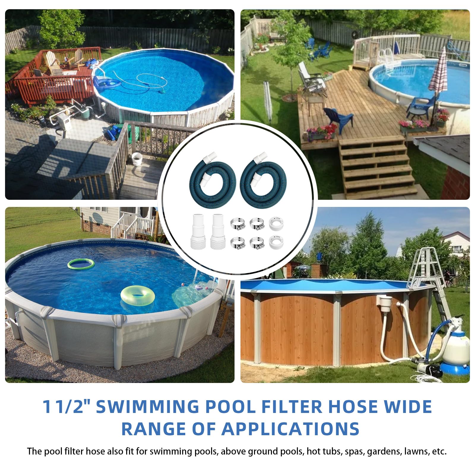 Adabuing lifestyle shot of pool cleaning using the hose showing practical convenience