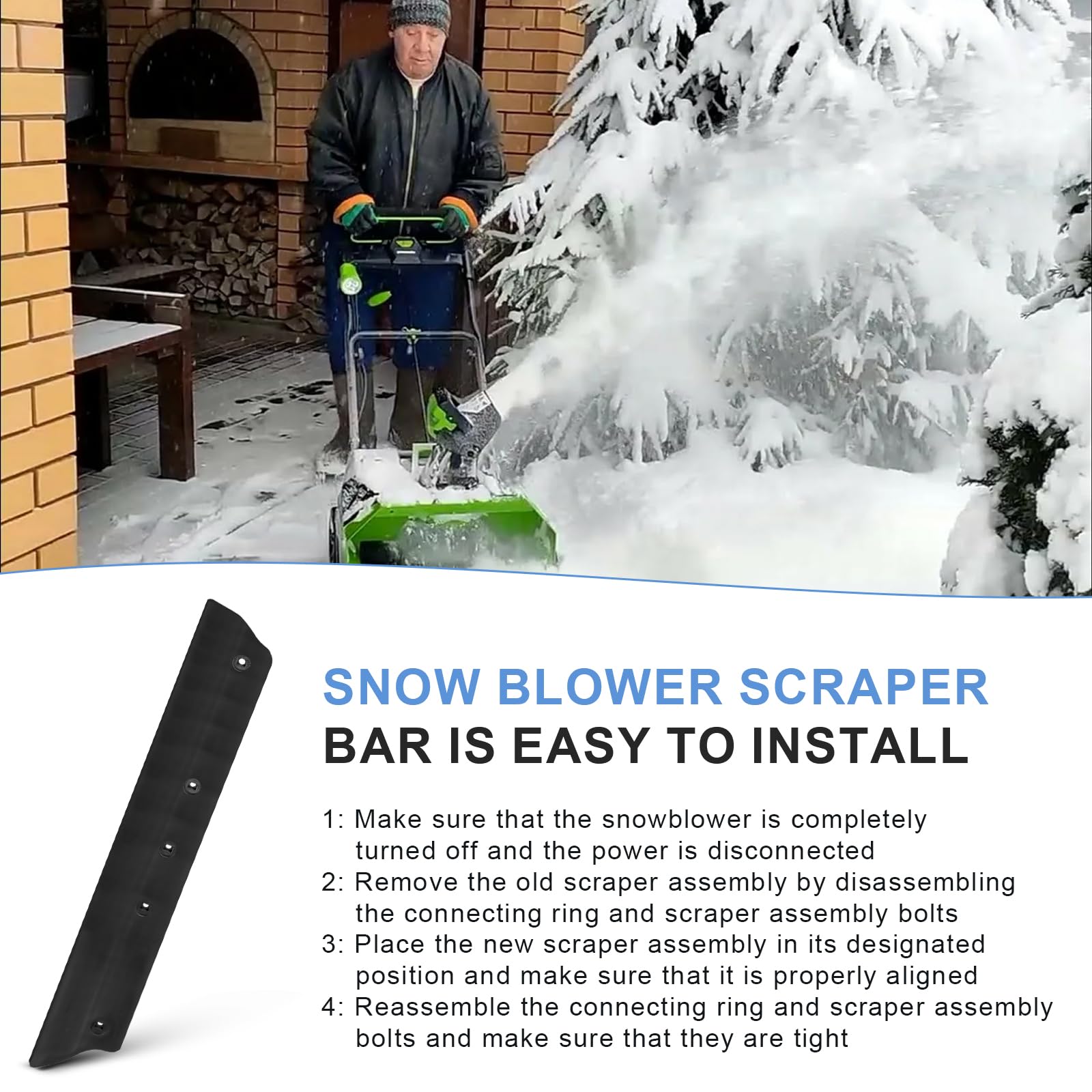 Adabuing scraper bar clearing snow in action demonstrating improved clearing performance