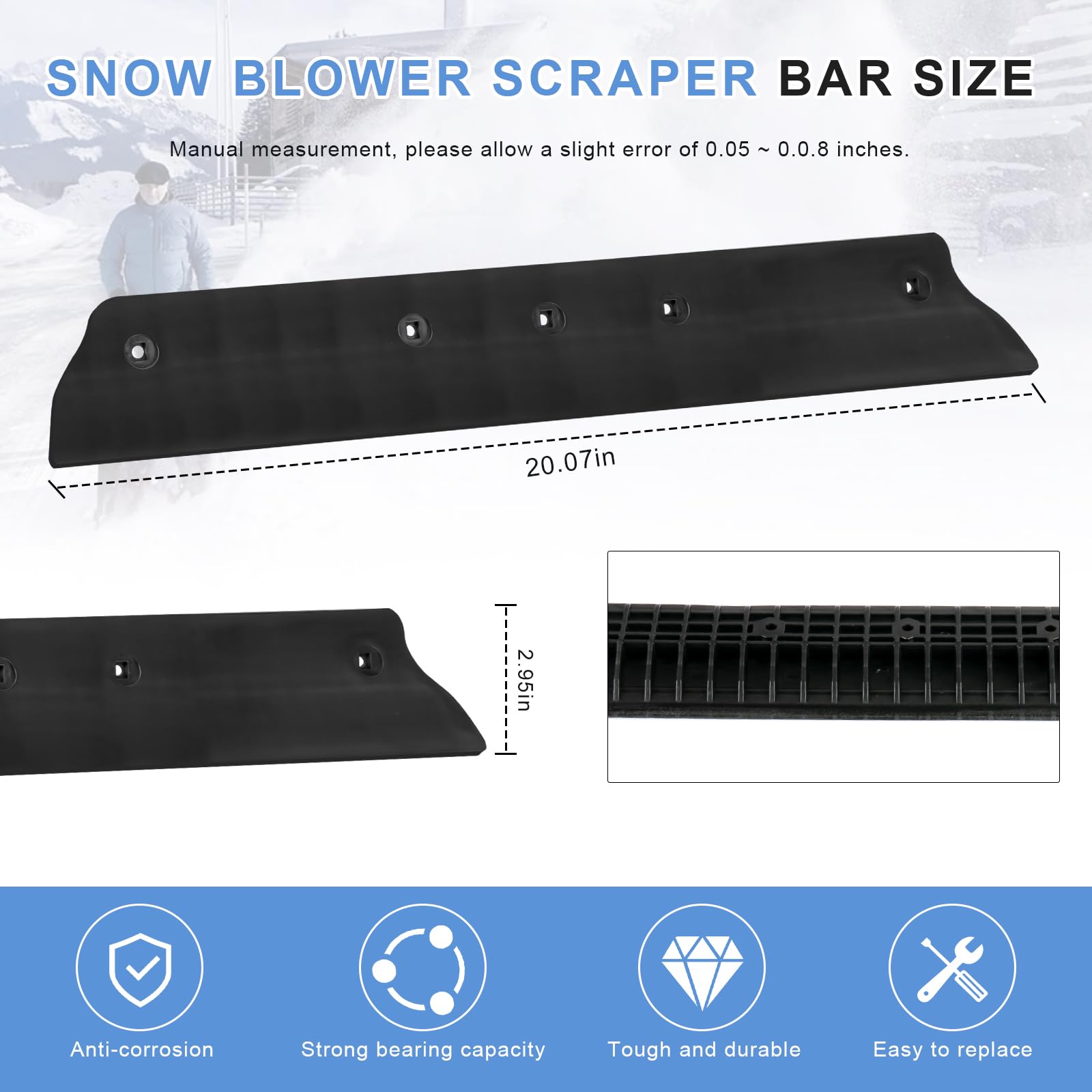 Adabuing scraper bar beside ruler showing correct size for EGO 21 inch models