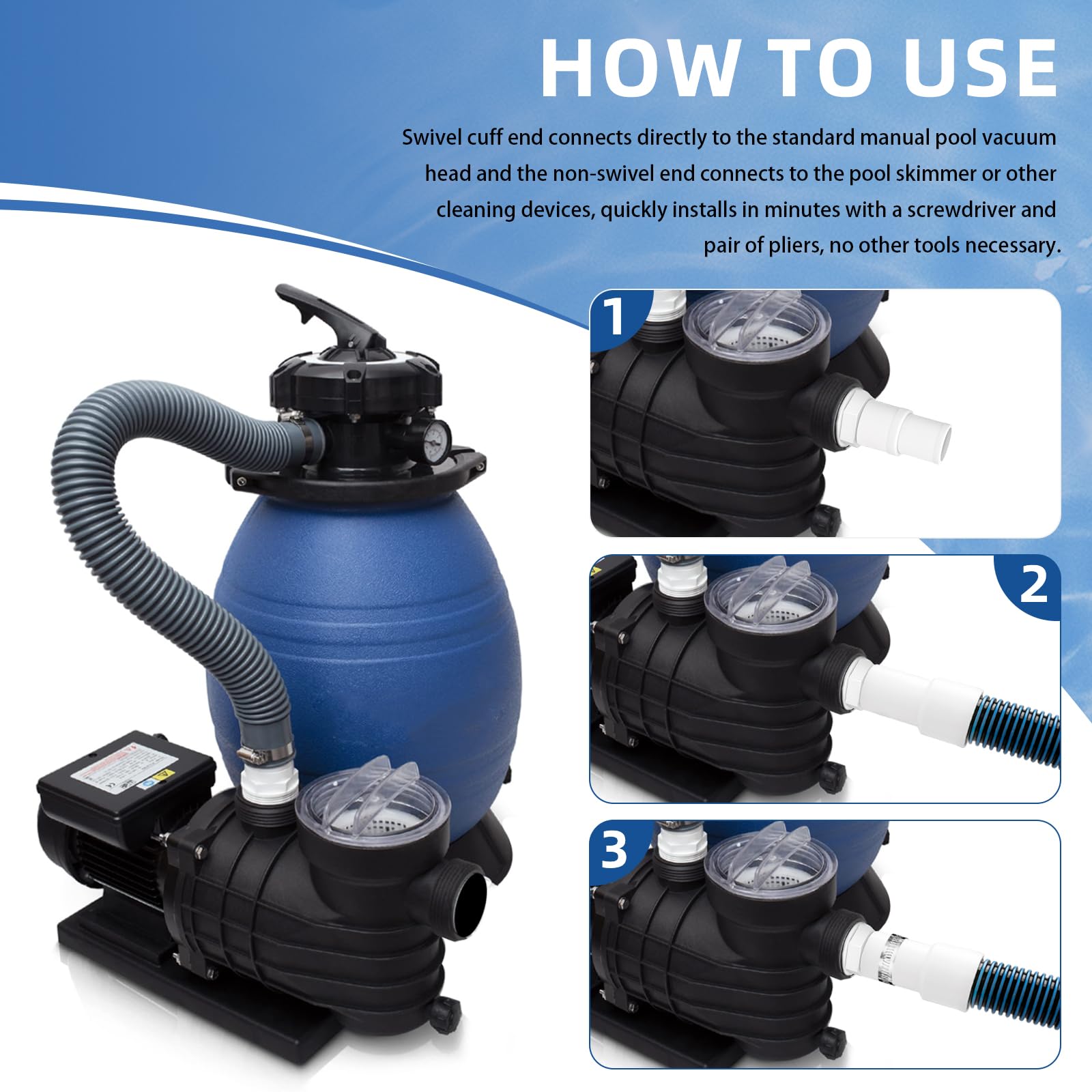 Adabuing hose beside measuring tape showing 6ft length and sizing clarity benefit