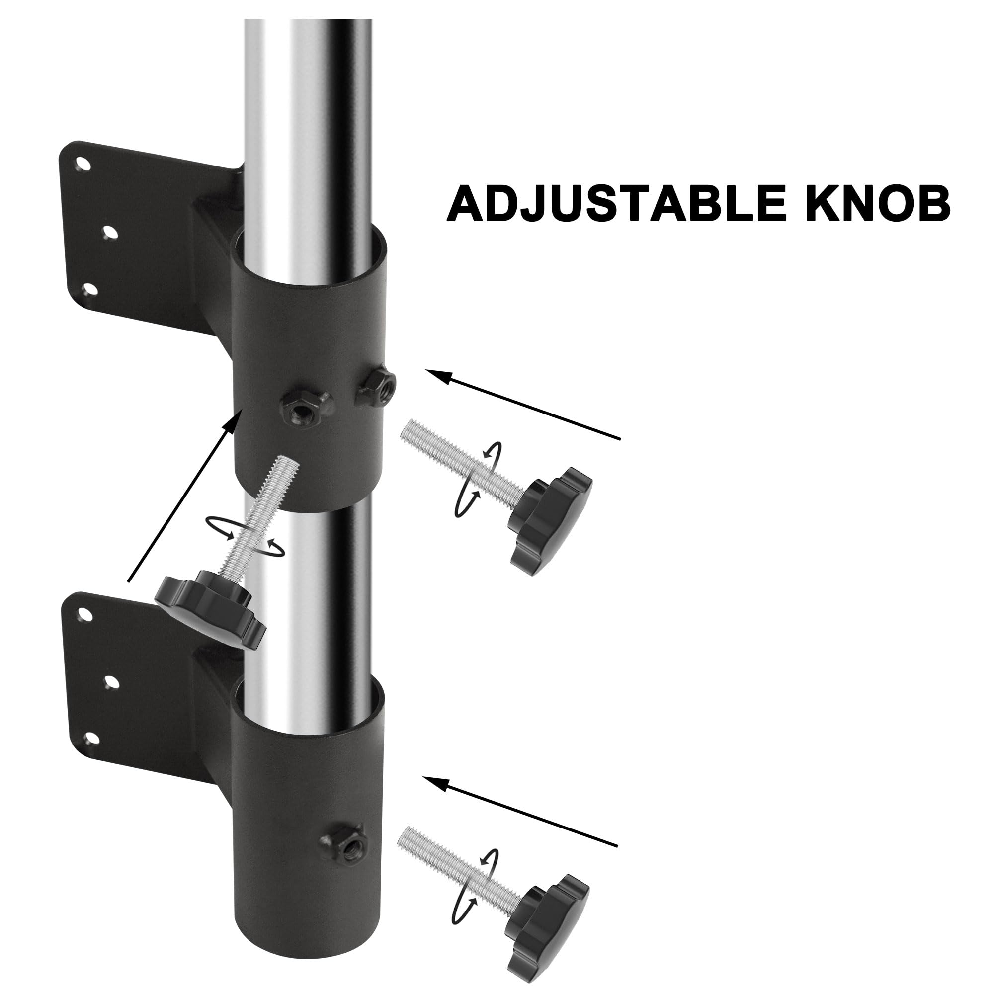 Adamoss closeup powder-coat and clamp detail for rust resistance benefit