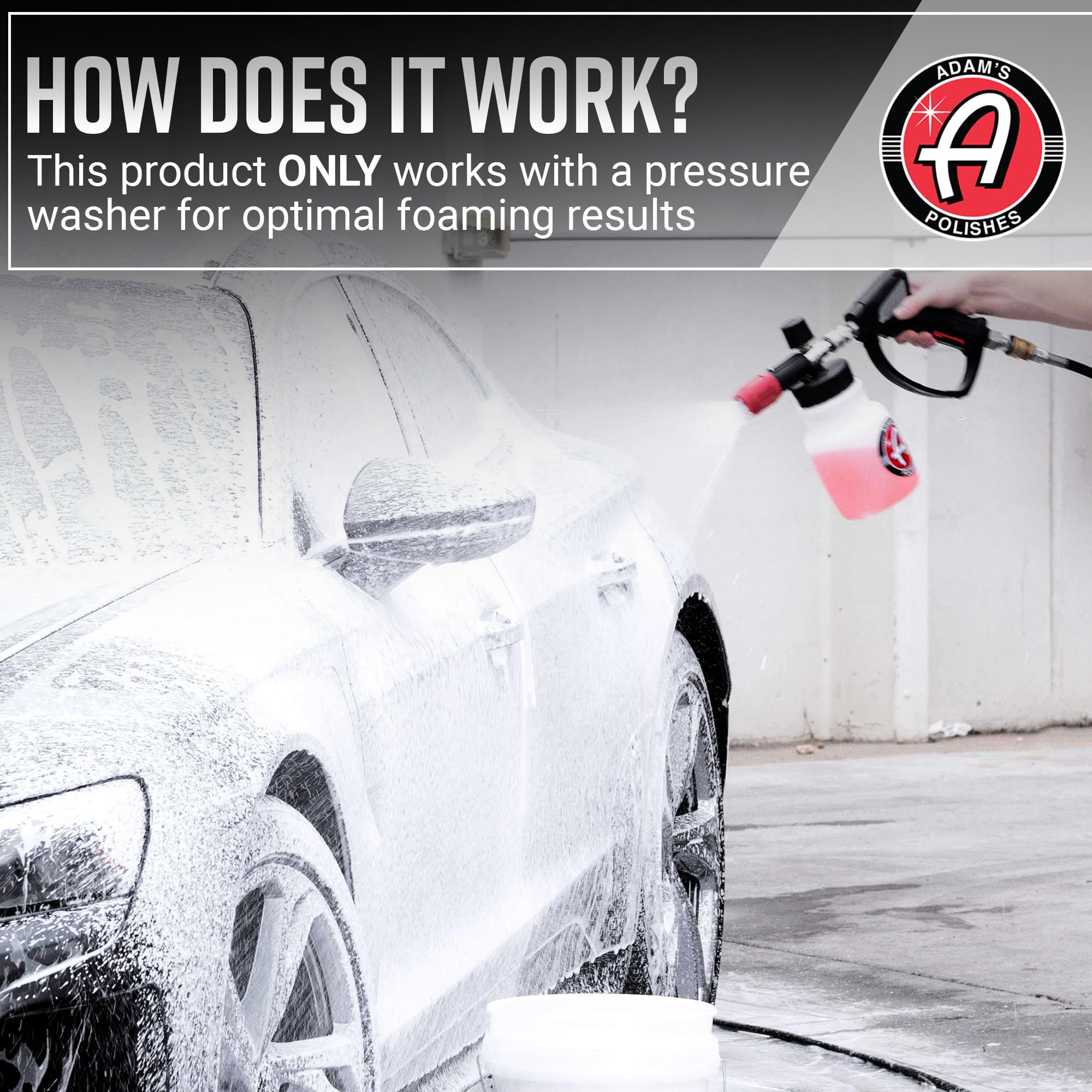 Adam's Polishes foam cannon nozzle closeup demonstrating adjustable spray control