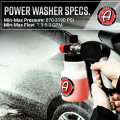 Adam's Polishes foam cannon with Adam's bottle attached for easy refills
