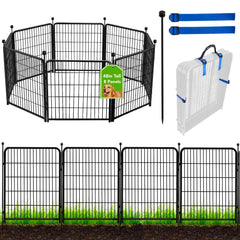 ADAVIN front view of 8-panel fence set showing full height and finish for durable garden borders