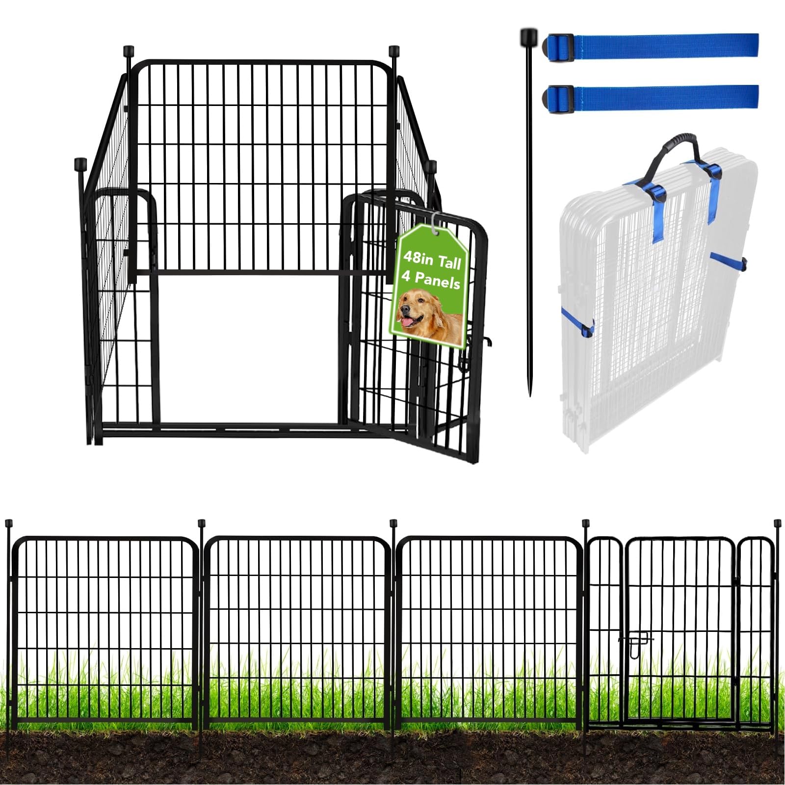ADAVIN front view of assembled fence showing neat black border and durable look