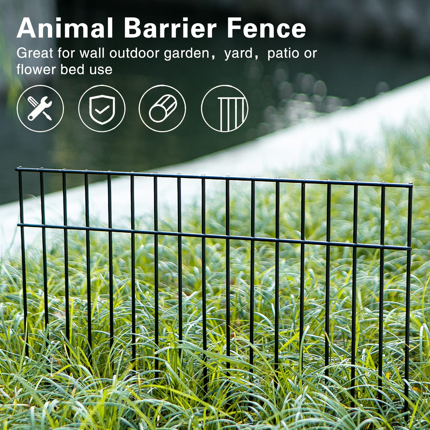 ADAVIN garden scene with dog at safe distance showing pet containment and yard protection