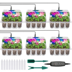 Adawook front packaging showing full 72-cell kit and included lights, benefits organized seed starting