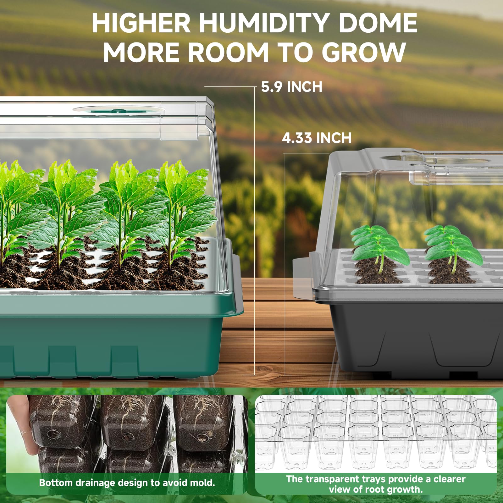 Adawook dome vent detail illustrating adjustable humidity control for better sprouting
