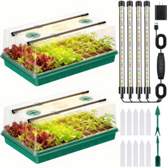 Adawook seed starter front view showing tray, dome, and lights promoting reliable germination