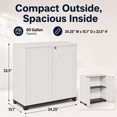 ADDOK cabinet on porch demonstrating compact outdoor storage benefits