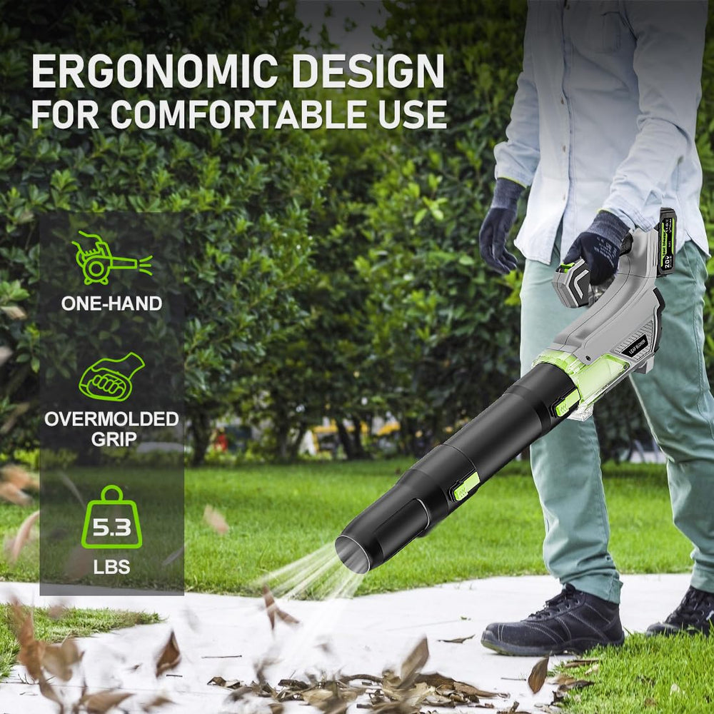 Adedad blower in single-tube mode cleaning a gutter for targeted reach