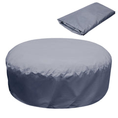 Adnee front view of round hot tub cover protecting tub outdoors