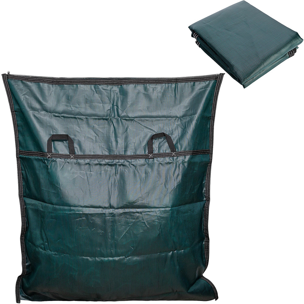 Adnee front view of bag showing zipper and compact storage benefit