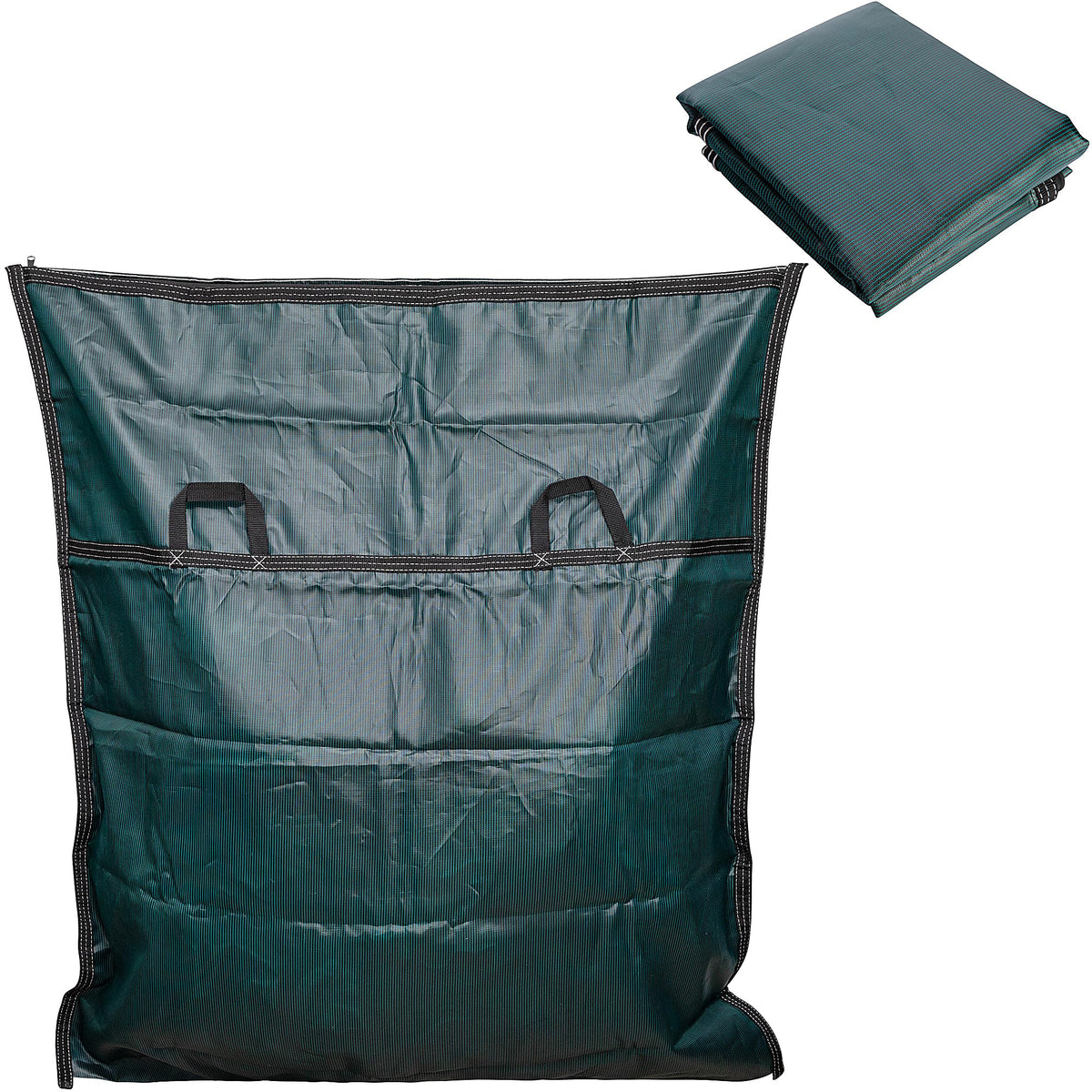 Adnee front view of bag showing zipper and compact storage benefit