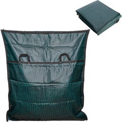 Adnee front view of bag showing zipper and compact storage benefit