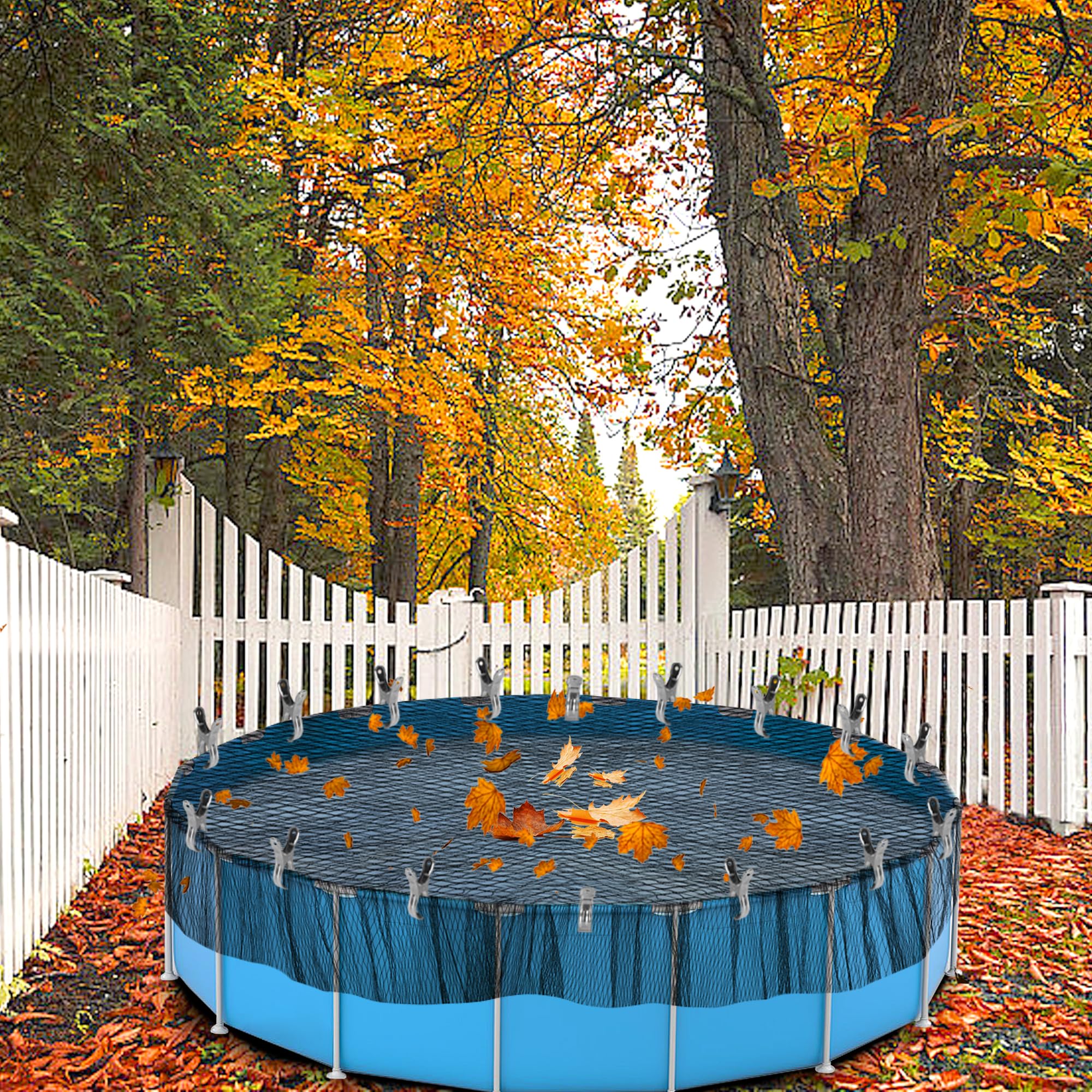Adnee backyard scene with cover in place showing tidy pool maintenance