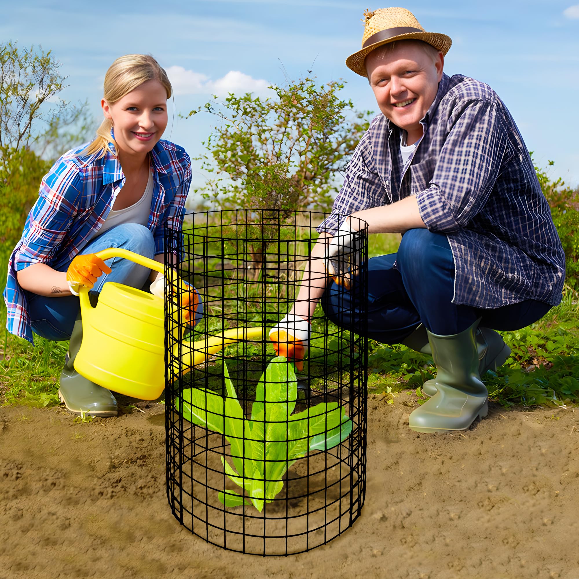 Adnee protector installed in garden bed provides safe plant growth space