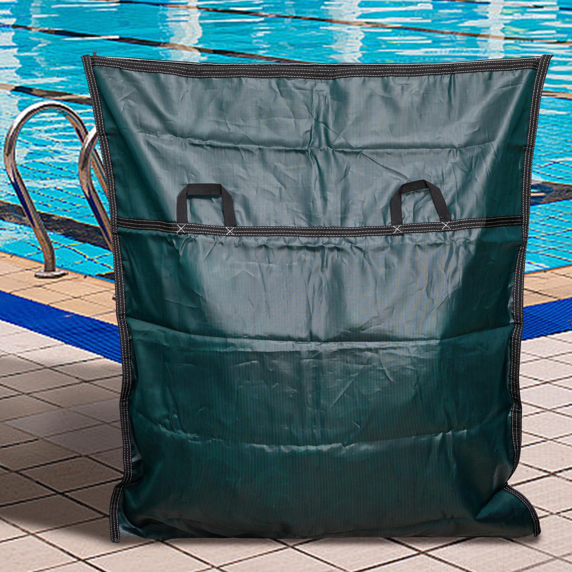 Adnee bag placed poolside keeping pool area tidy and accessible