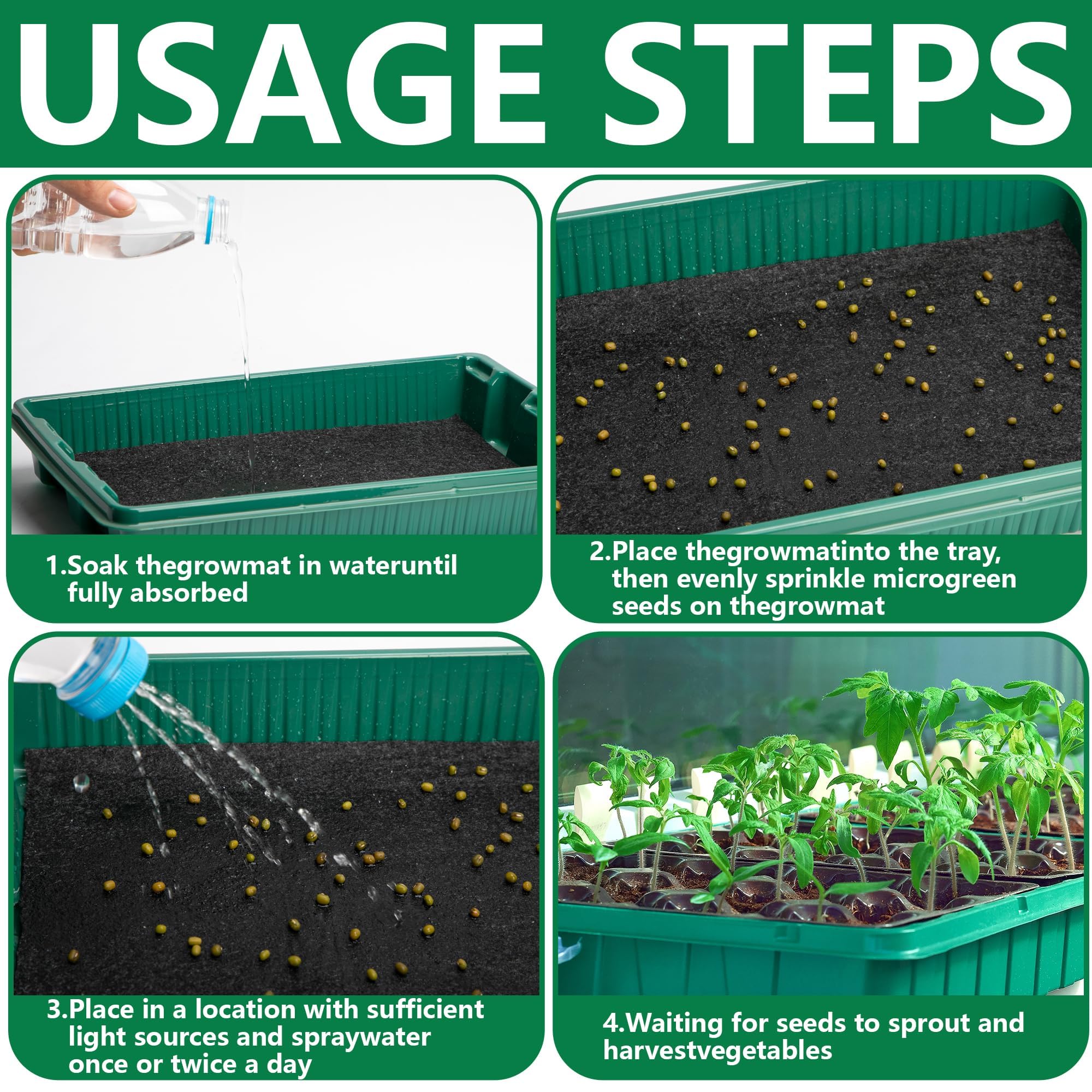 Adnee mat with multiple pots in a greenhouse providing steady moisture