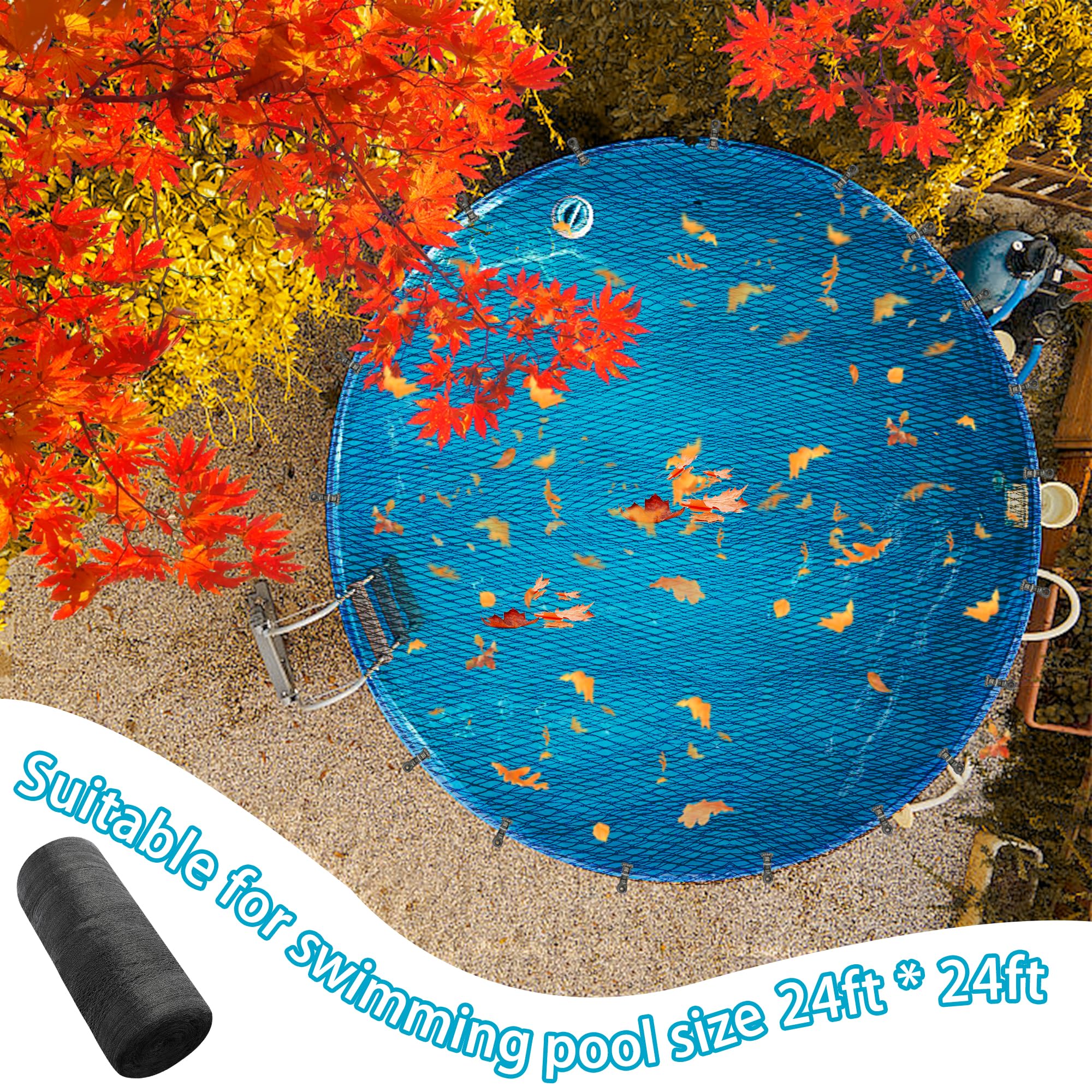 Adnee man next to pool for scale showing net size and coverage benefit