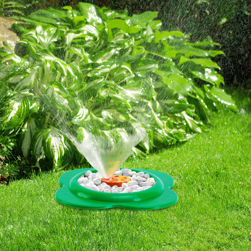 Adnee protector with lawnmower nearby demonstrating impact protection