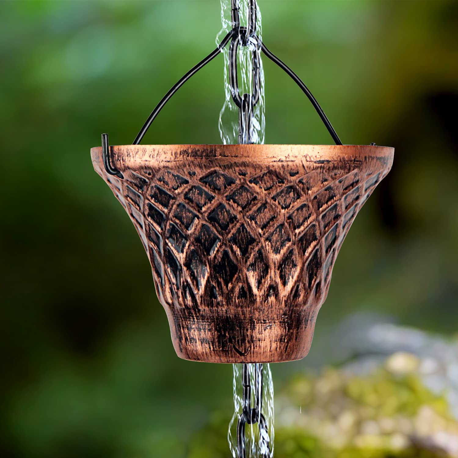 Adorafur in garden by porch with flowing water, creates tranquil outdoor ambience
