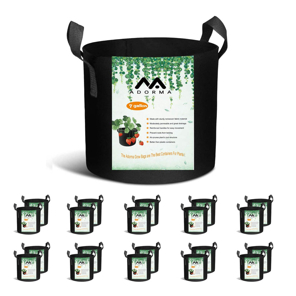 ADORMA front view of full 20-pack grow bags showing quantity and design benefit