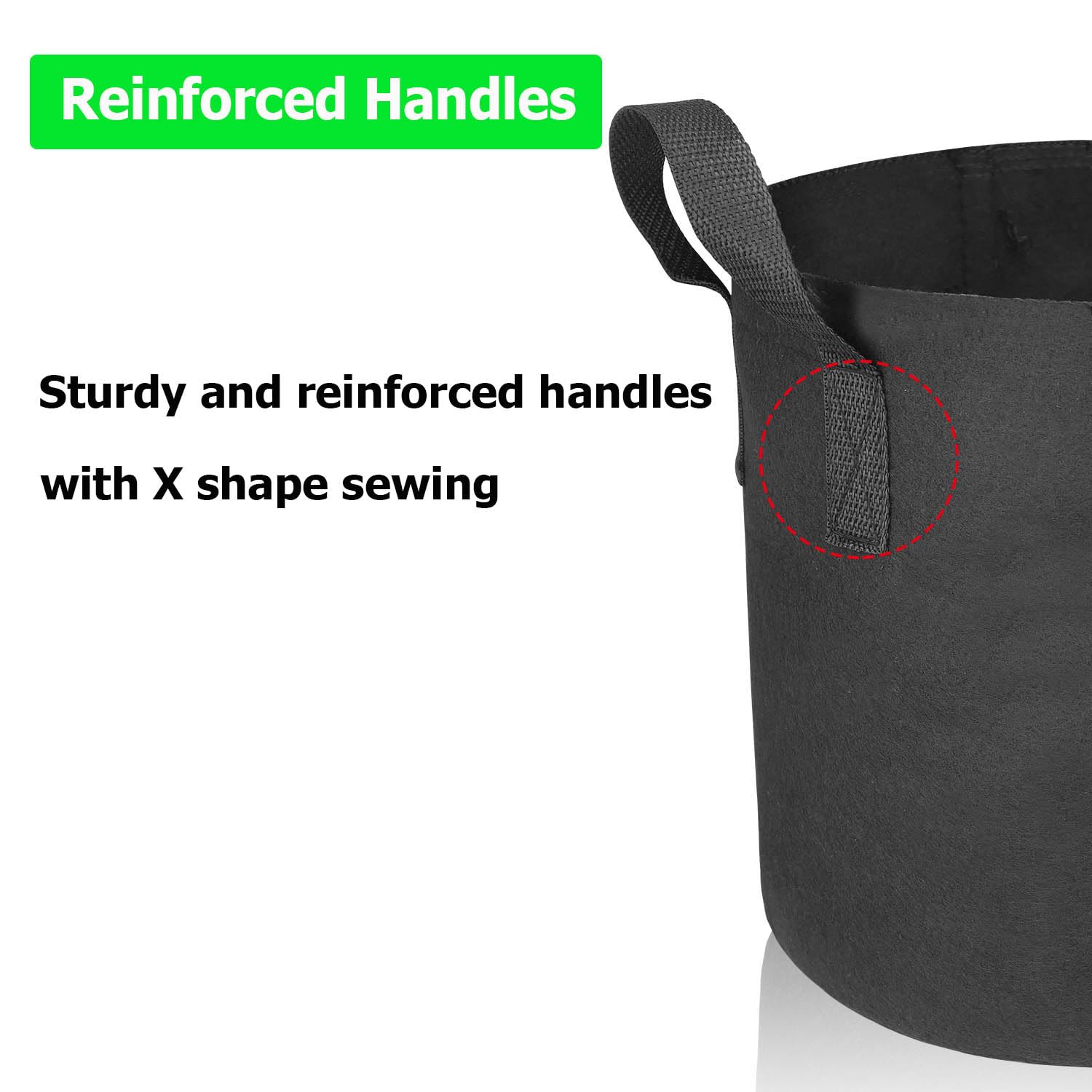 ADORMA handle X-stitch closeup showing strong grip for safe lifting and moving
