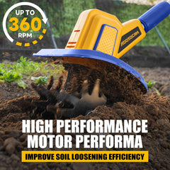ADOTOCAM in garden creating a clean tilled row for planting