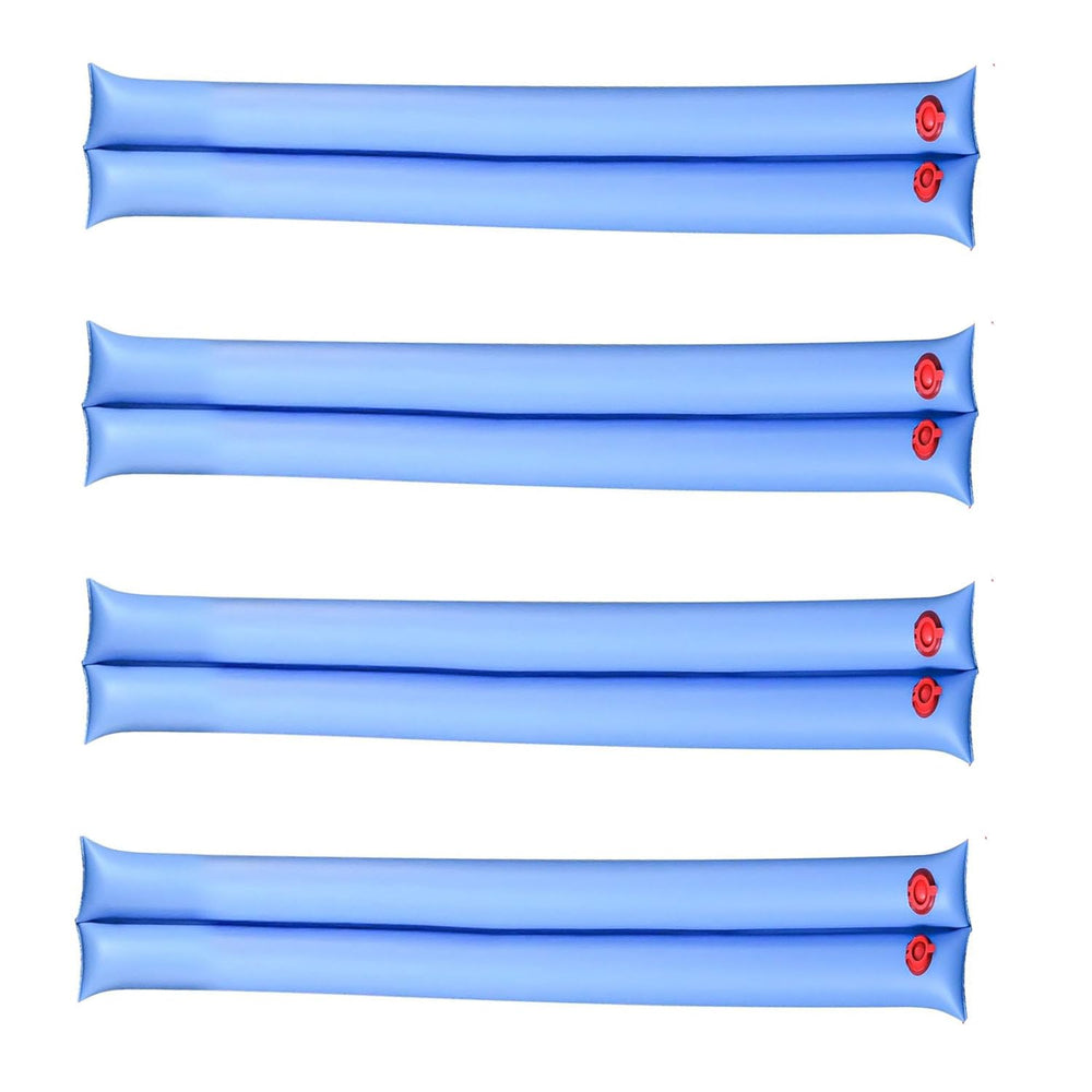 Adozsb front view of four 8ft double-chamber water bags showing heavy-duty material and secure caps
