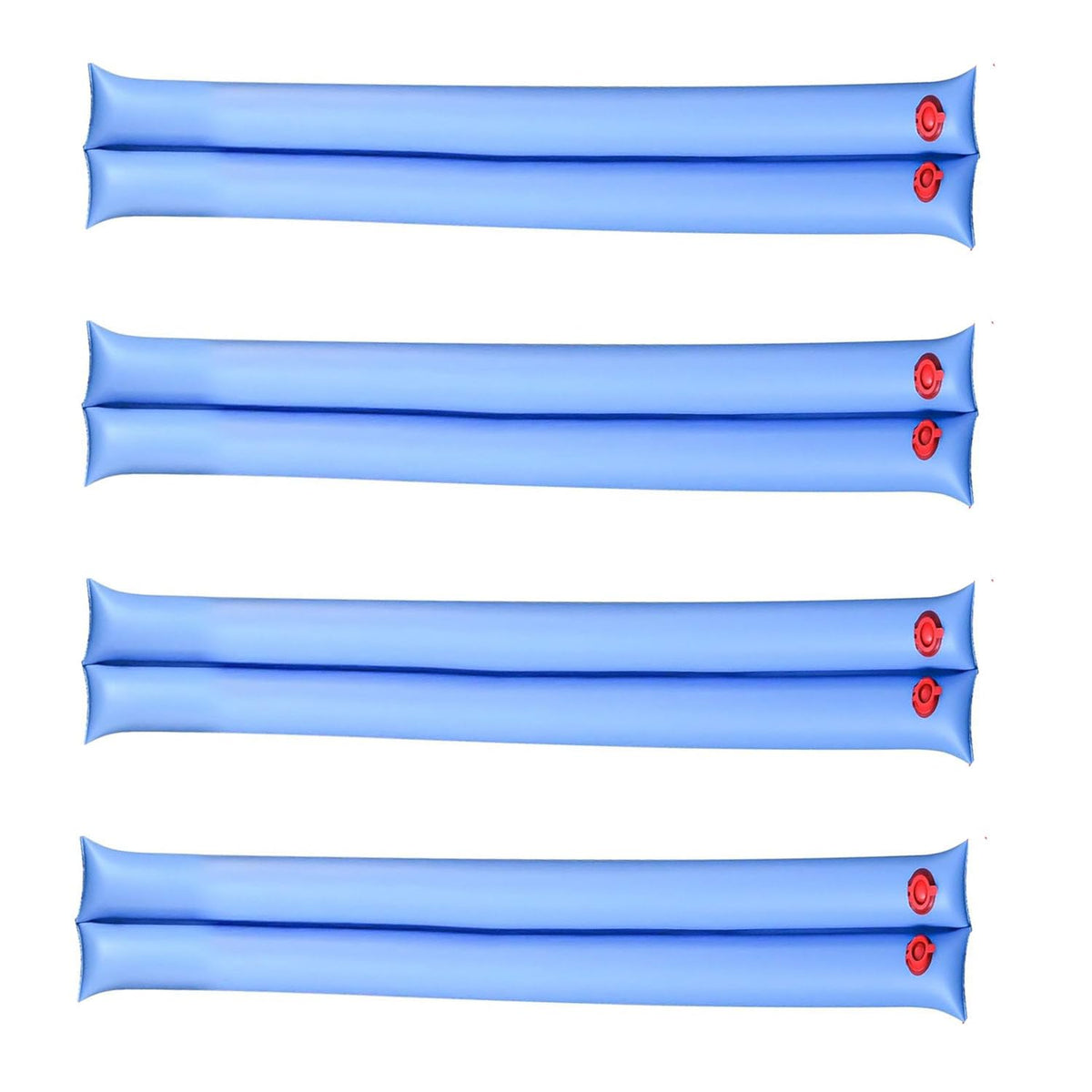 Adozsb front view of four 8ft double-chamber water bags showing heavy-duty material and secure caps