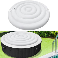 Adozsb front view of 4.5 ft hot tub cover showing handle and tight seal protecting spa