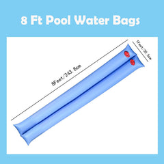 Adozsb water tubes positioned on pool cover keeping cover secure and blocking debris