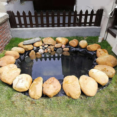 Adroiteet installed in a garden pond demonstrating a secure waterproof base