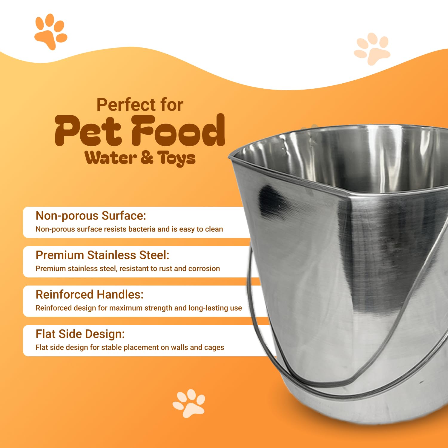 Advance Pet Products bucket hanging on kennel bars showing secure placement and stable feeding