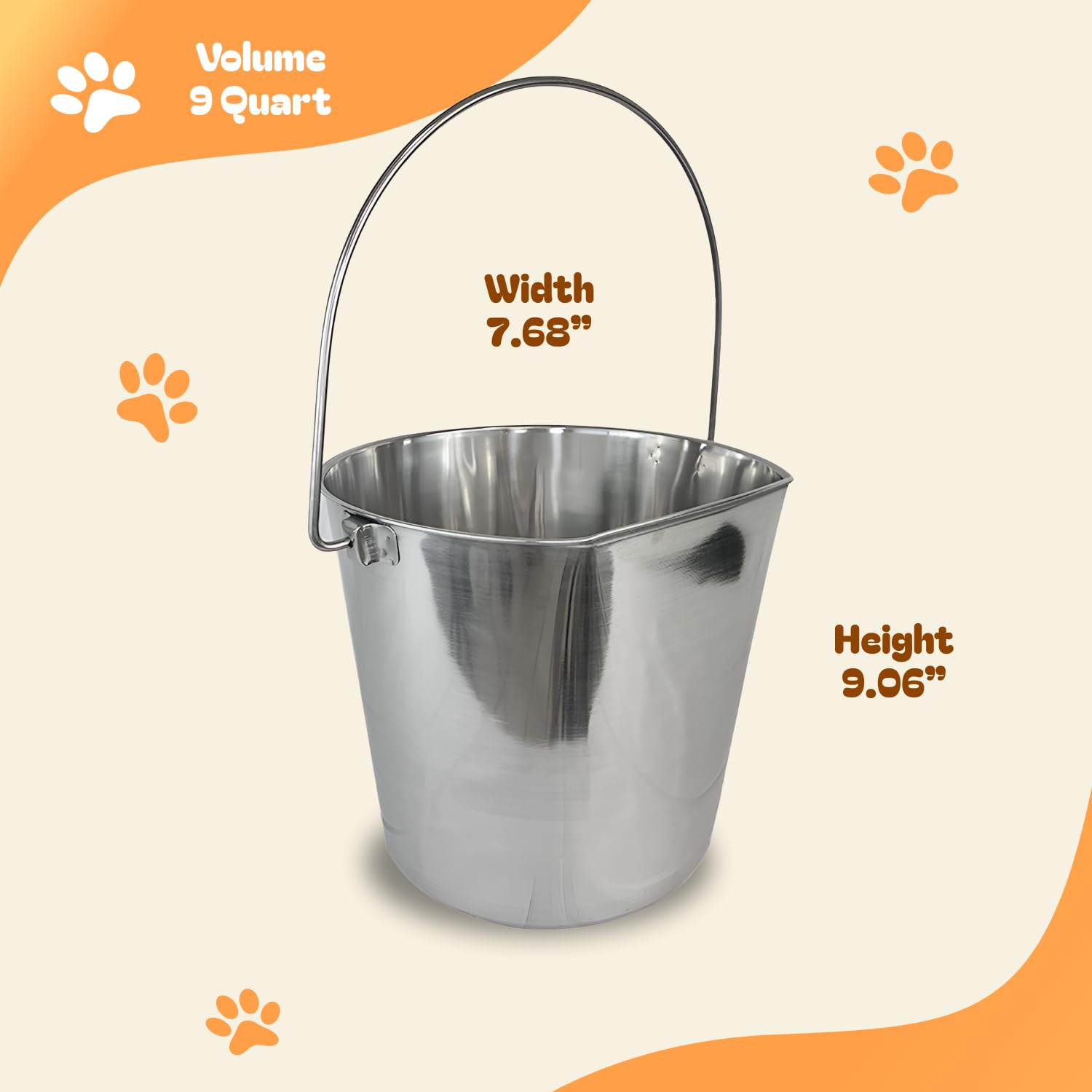 Advance Pet Products interior texture of bucket highlighting easy-to-clean stainless steel surface