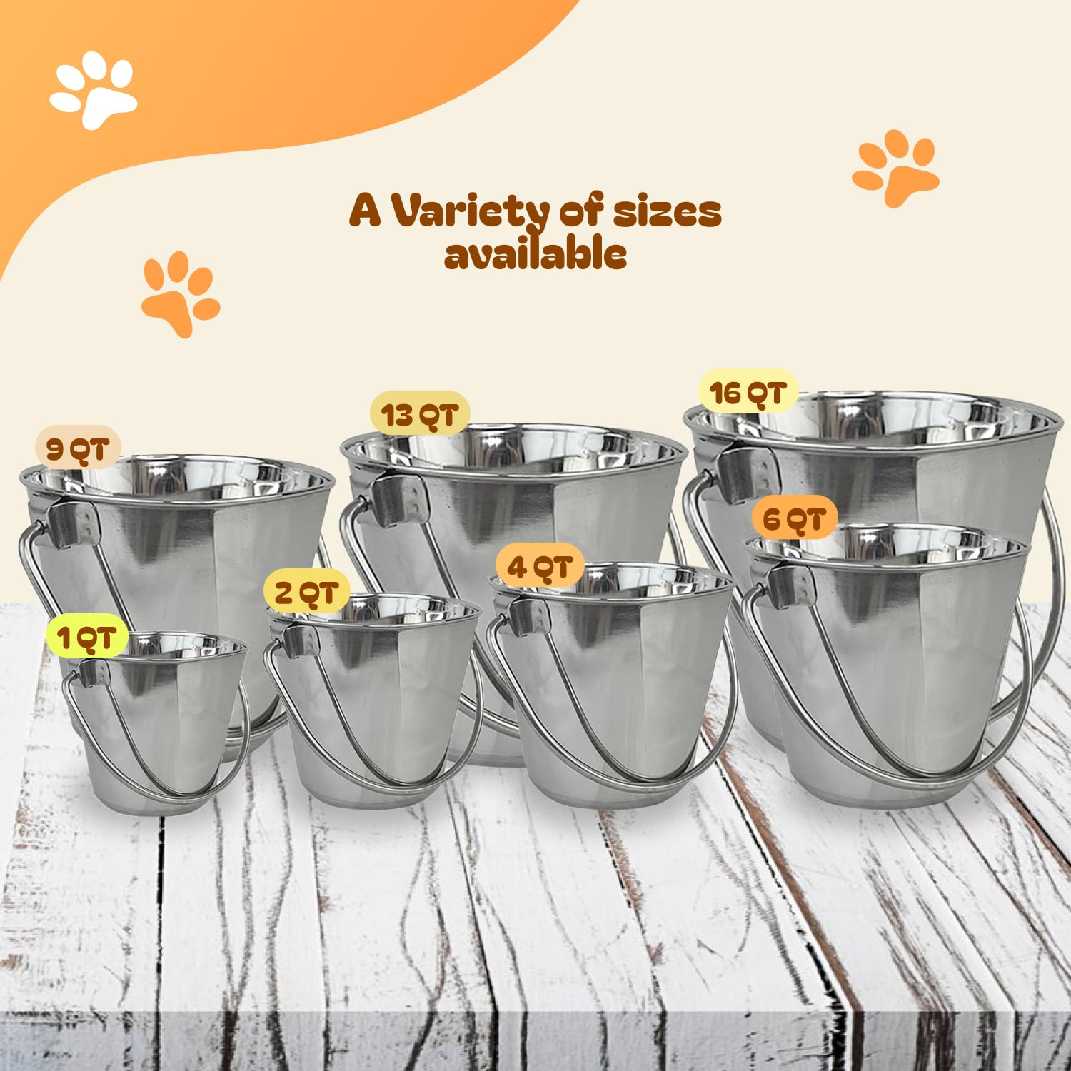 Advance Pet Products bucket held in hand to show lightweight portability and 9-quart scale