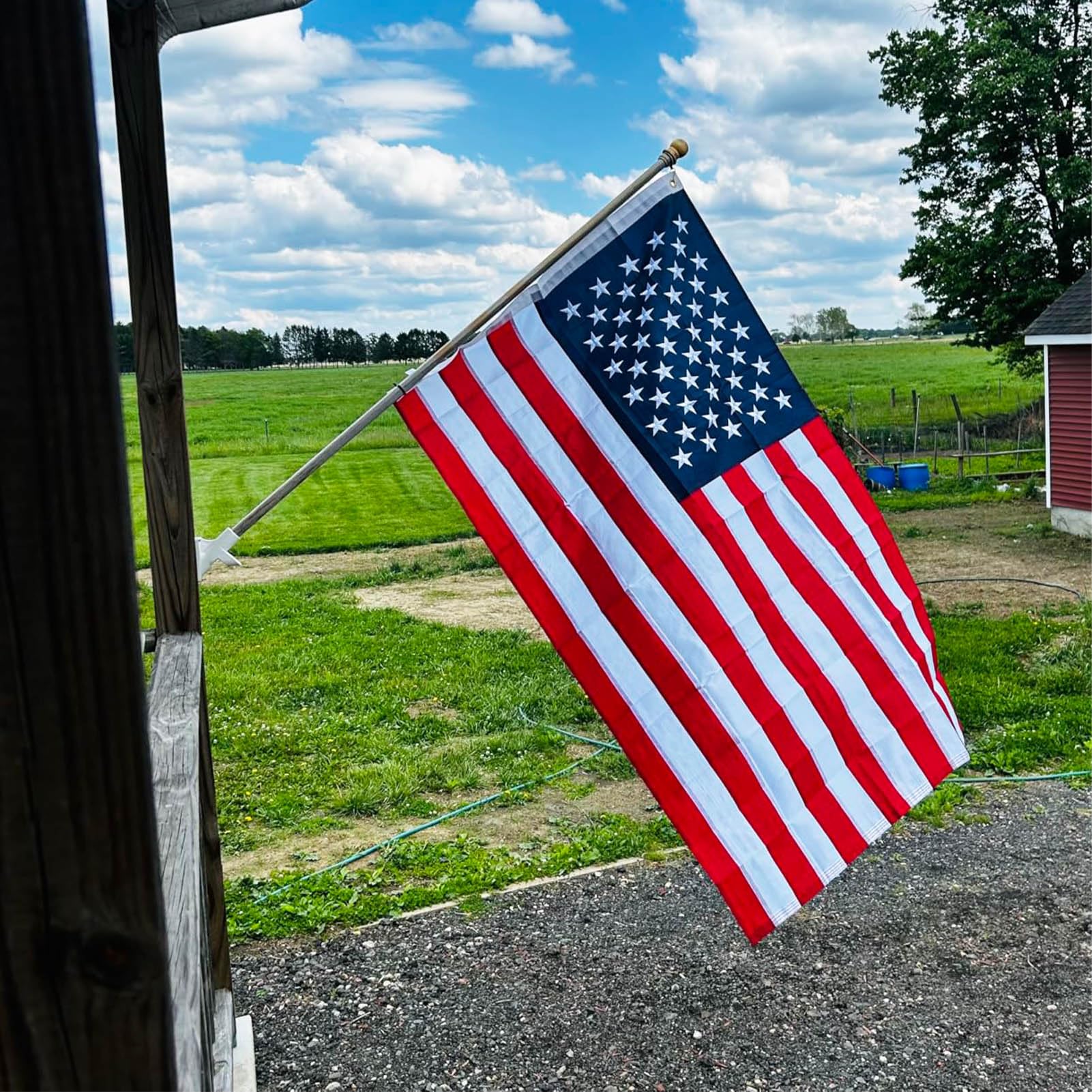 ADVELILD flag size comparison by doorway showing 4x6 scale for placement planning