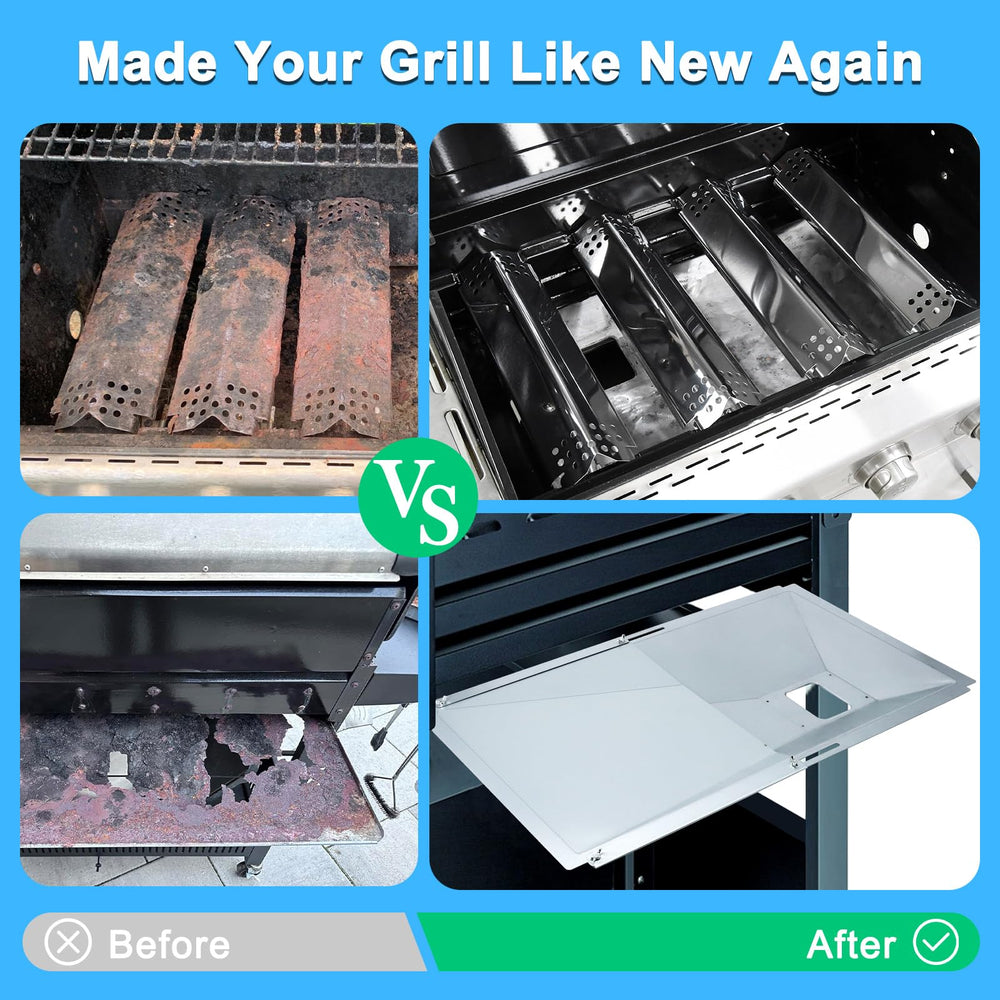 Adviace grill burner detail highlighting even heat distribution benefit