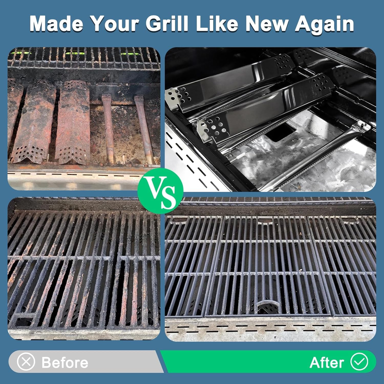 Adviace three cast-iron grates top view for even heat and improved searing