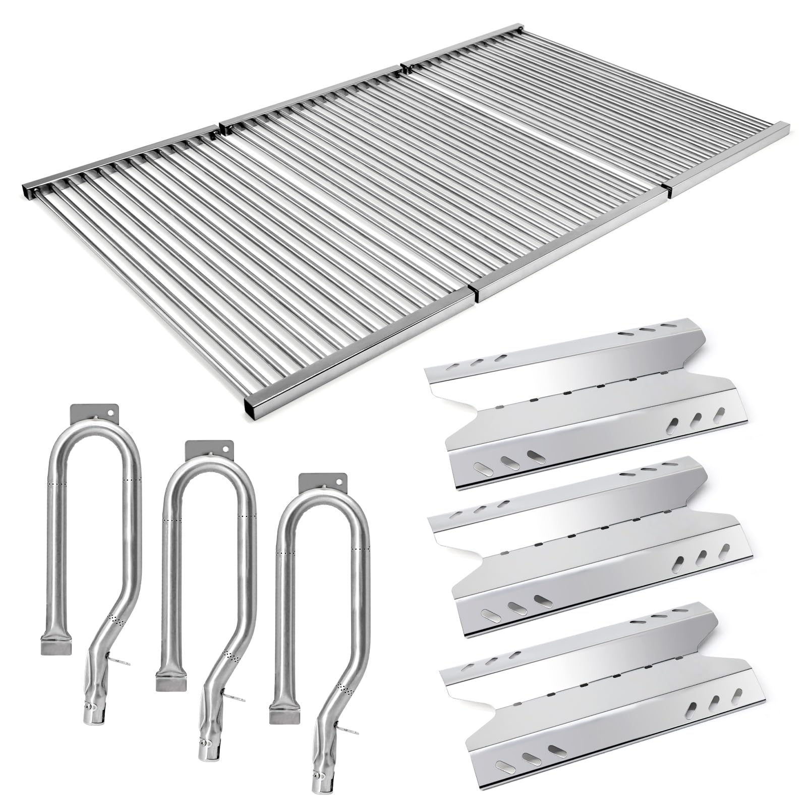 Adviace front assembled kit showing grates burners heat shields improving grill life