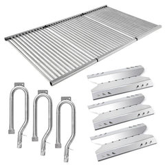 Adviace front assembled kit showing grates burners heat shields improving grill life