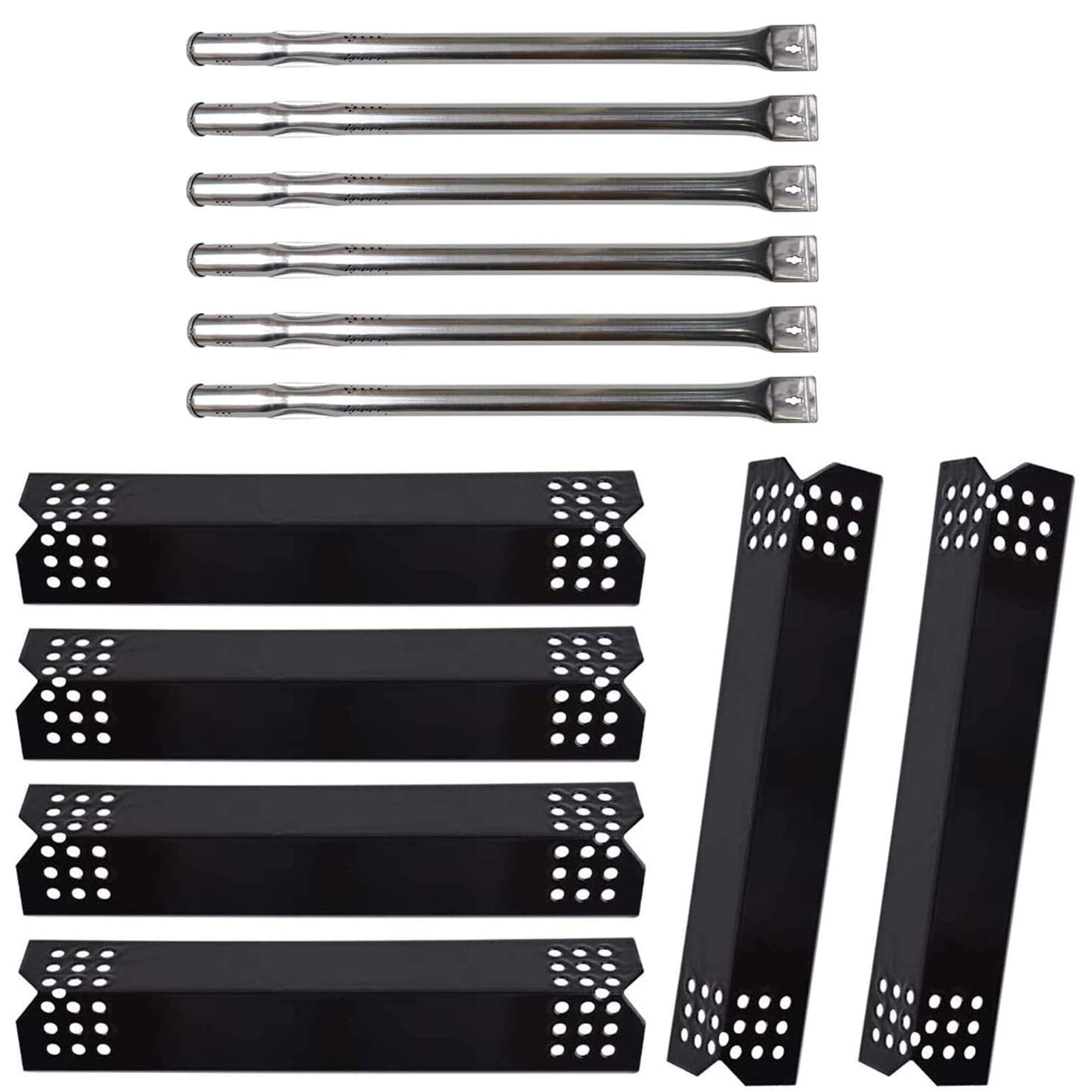 Adviace front view replacement kit showing burners and flame tamers improving grill function