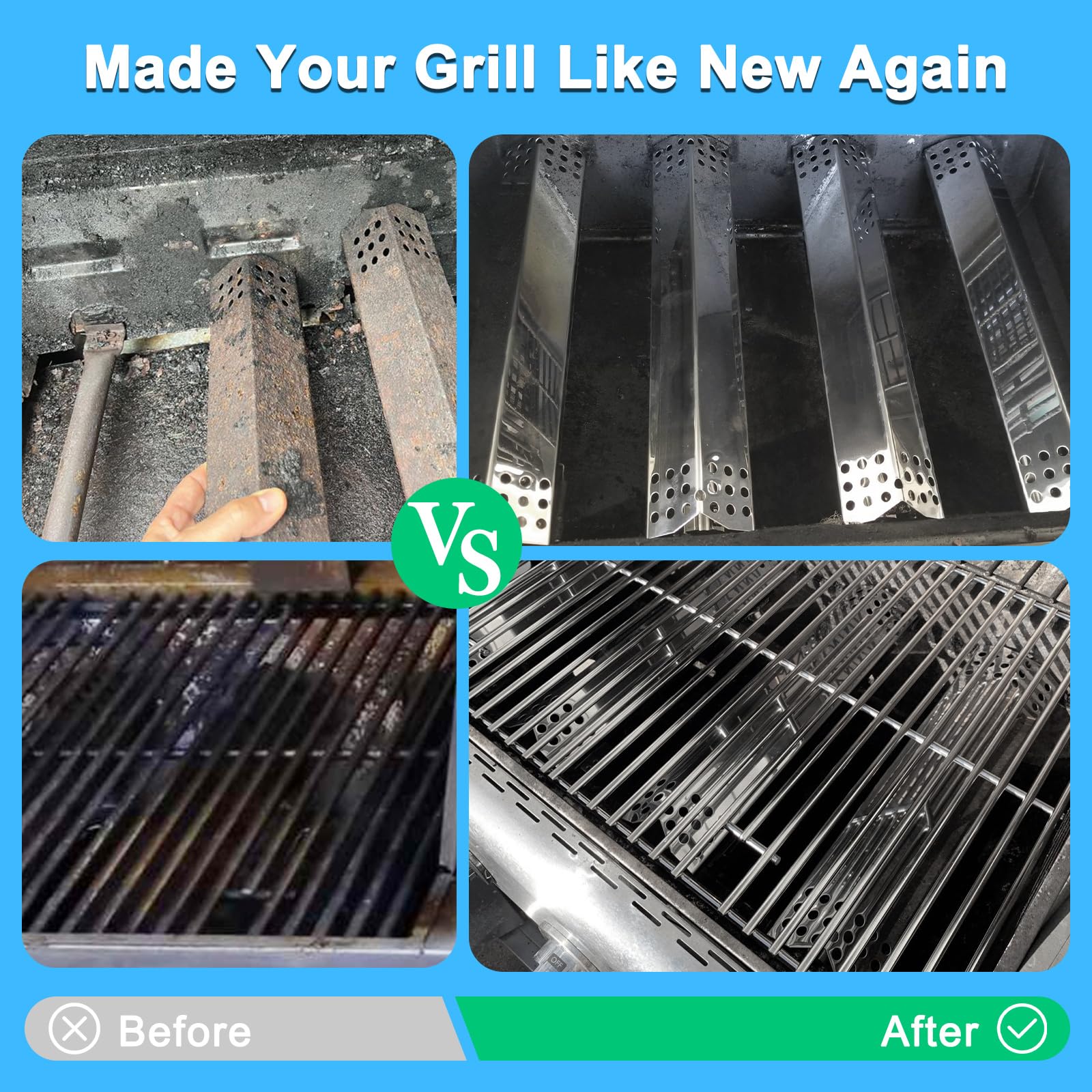 Adviace grill grate top view demonstrating even cooking surface and easy cleaning benefit