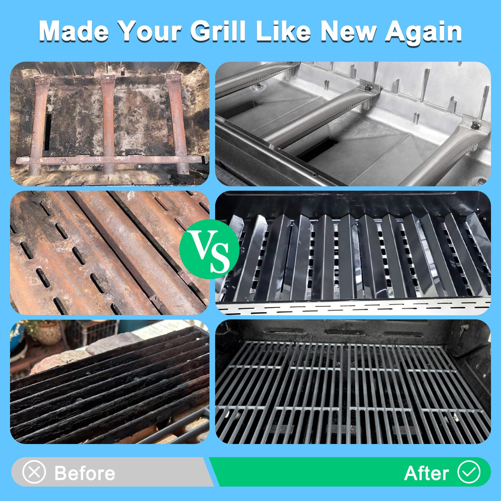Adviace heat plate detail showing stainless surface protecting burners and reducing flare-ups